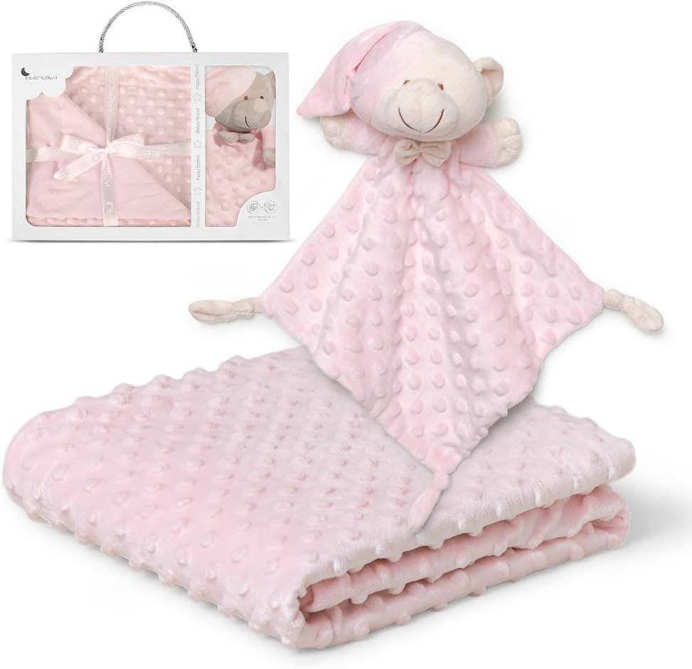 Set manta de apego + doudou para bebe bordar