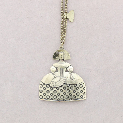 Collar Largo Colgante Menina Metal