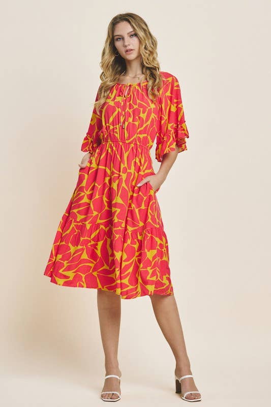 Vestido midi Plus Geo Pattern