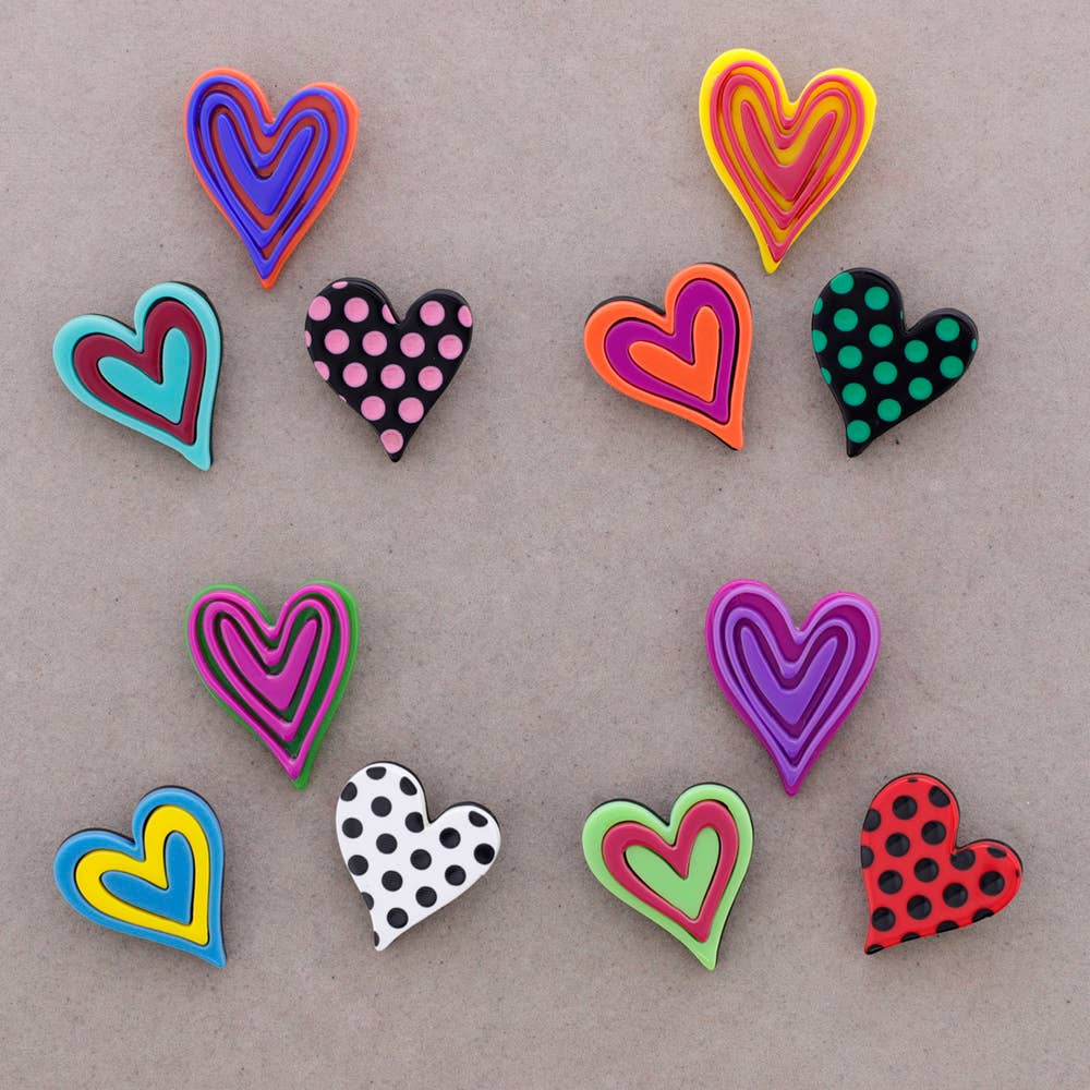 Broche Set Triple Corazón Resina