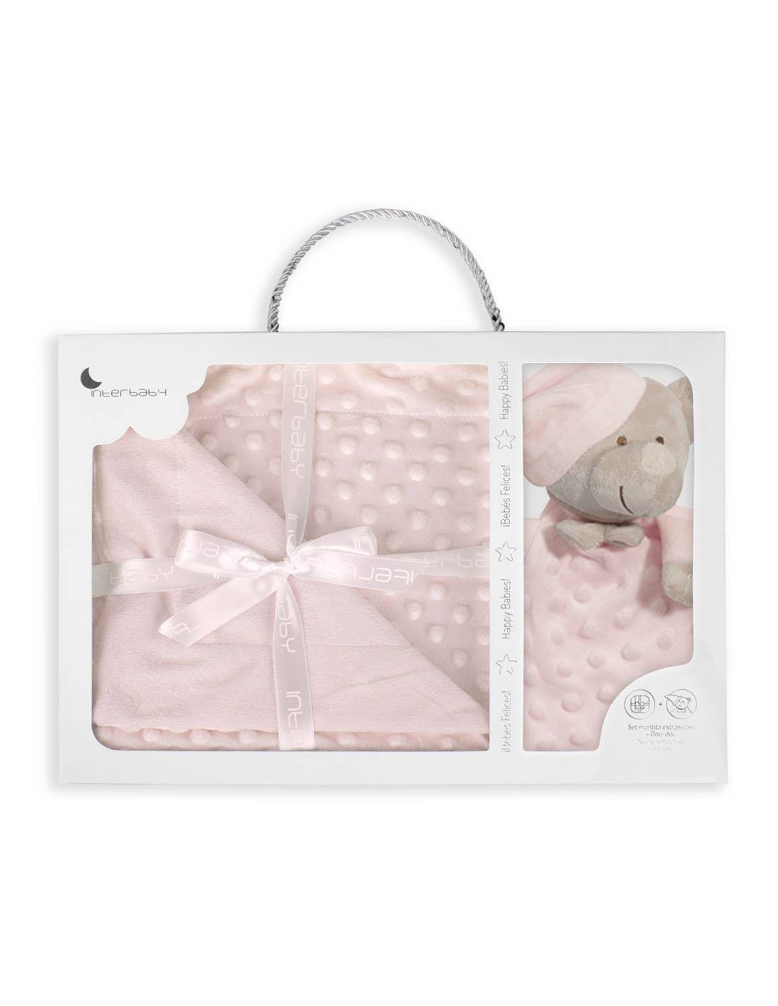 Set manta de apego + doudou para bebe bordar