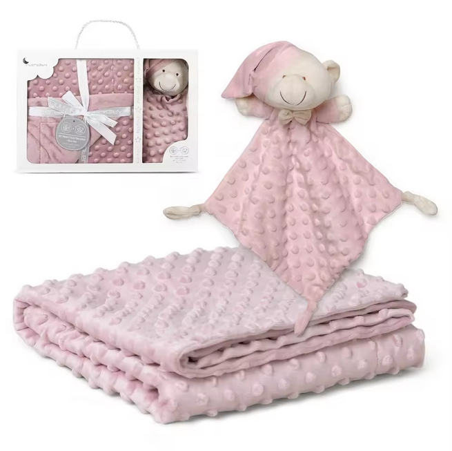 Set manta de apego + doudou para bebe bordar