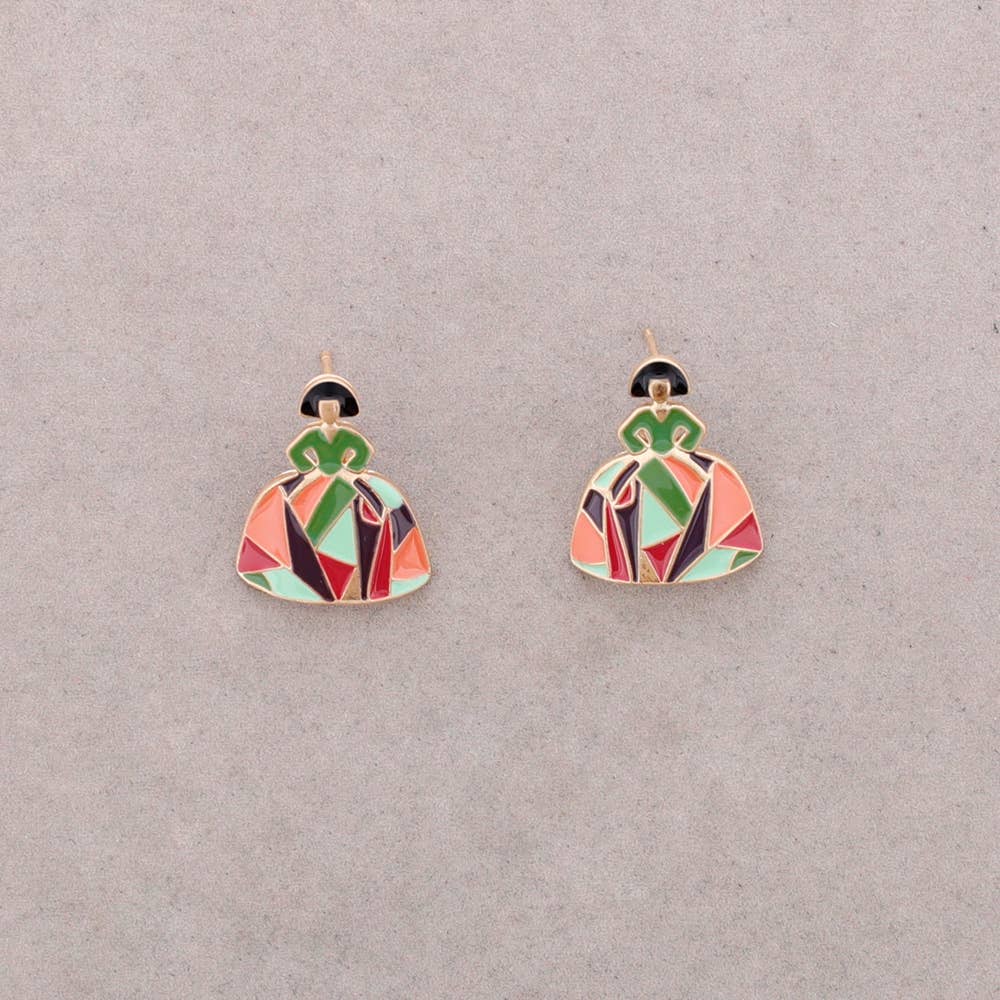 Pendientes Presion Menina Metal Esmalte geométrico