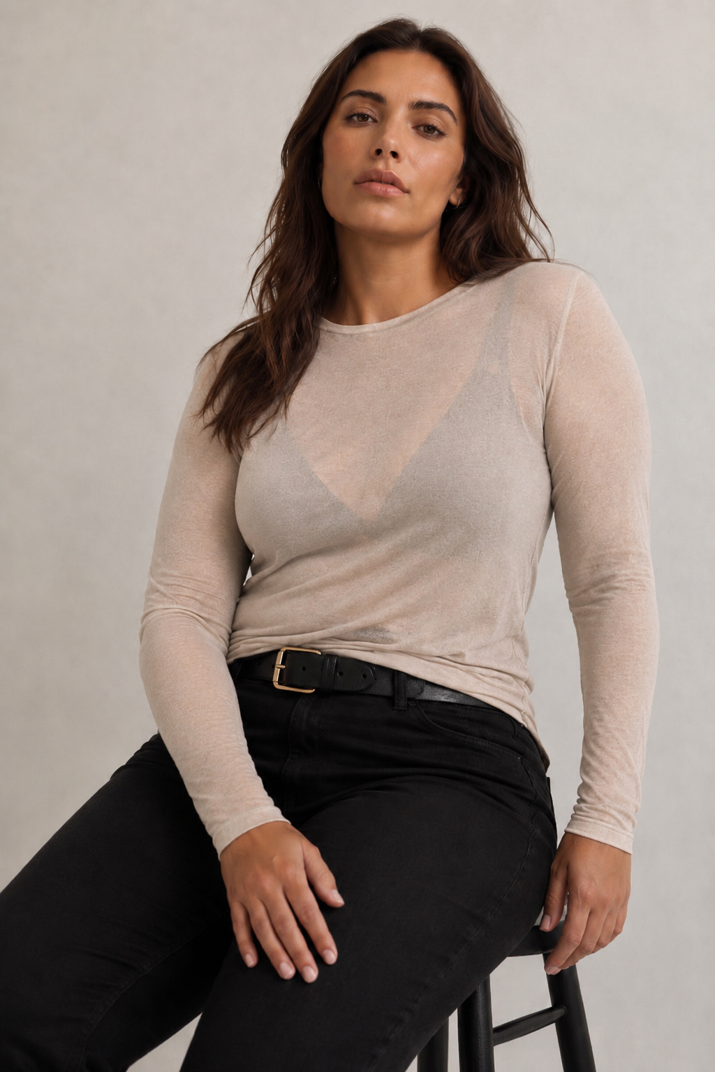 Curvy - Jersey de punto fino con cuello alto