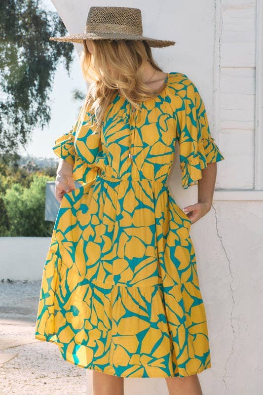 Vestido midi Plus Geo Pattern