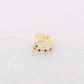 Anillo Acero cuatro Tiras Cuentas