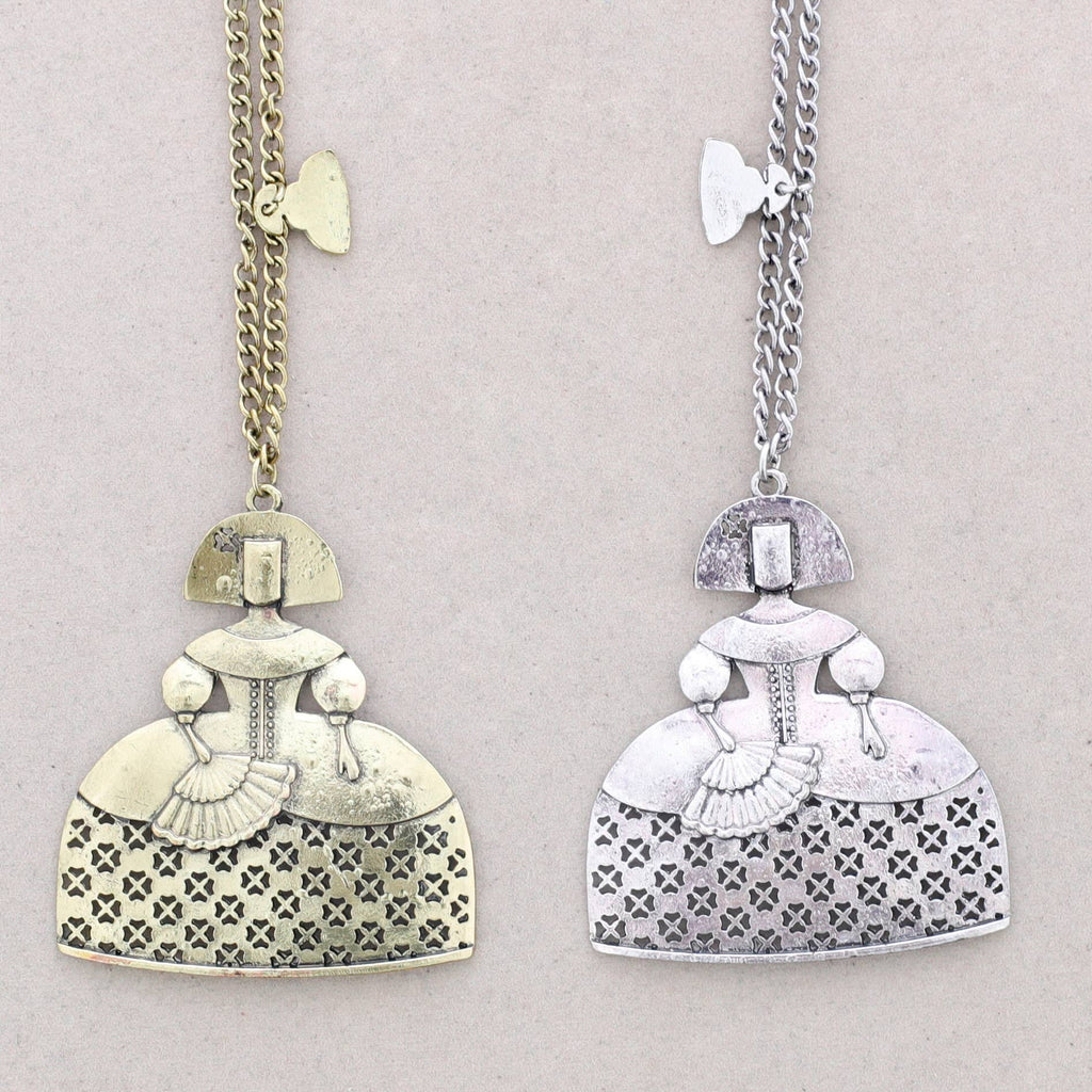 Collar Largo Colgante Menina Metal
