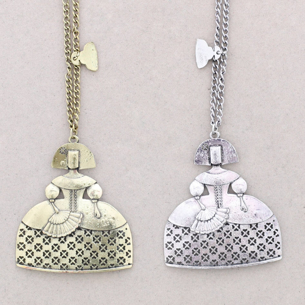 Collar Largo Colgante Menina Metal