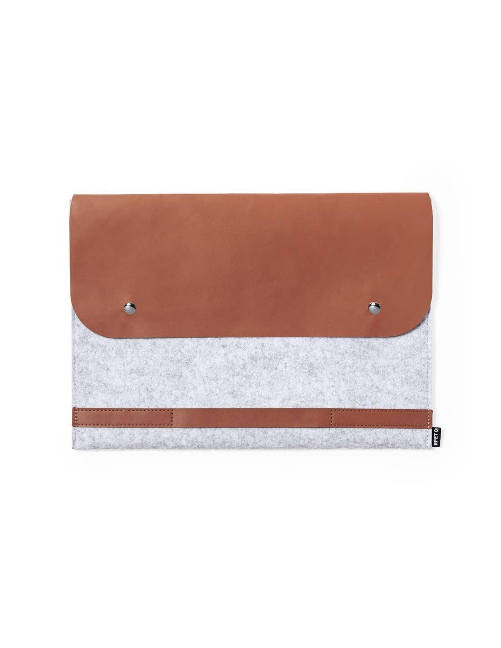 Funda ordenador portátil de fieltro gris claro y polipiel