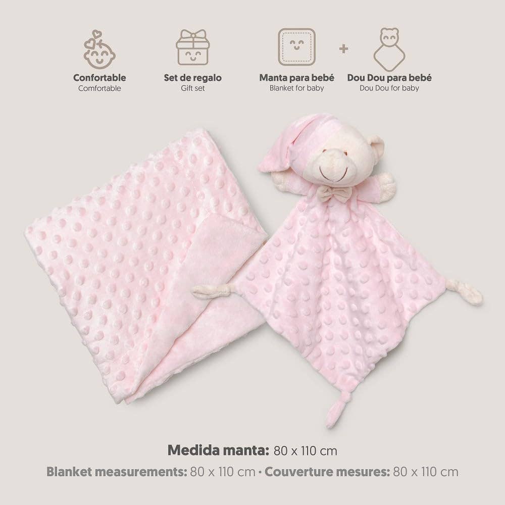 Set manta de apego + doudou para bebe bordar