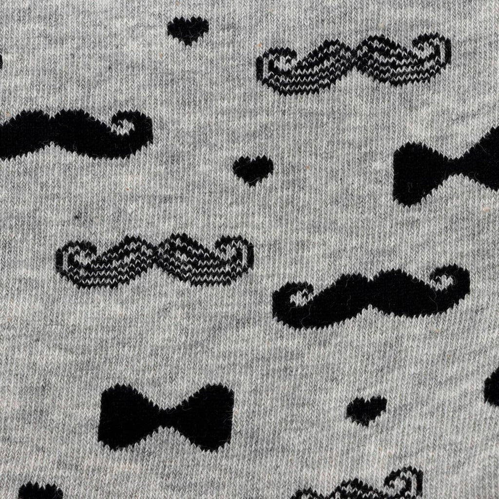 Calcetines Grises con Bigotes y Pajaritas