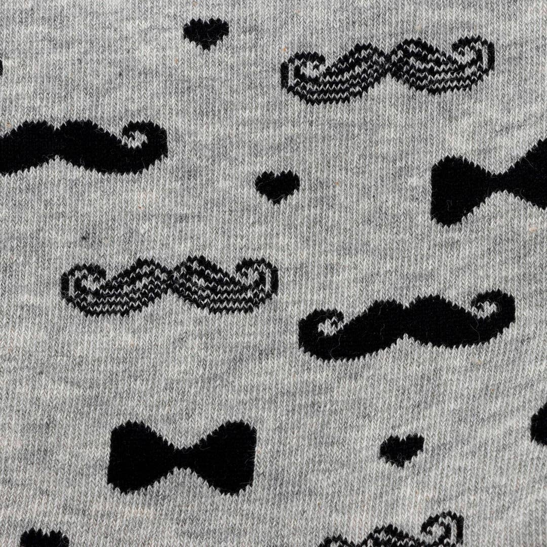 Calcetines Grises con Bigotes y Pajaritas