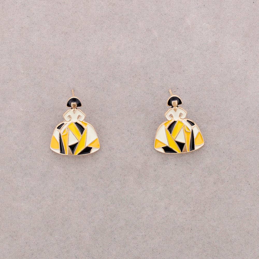 Pendientes Presion Menina Metal Esmalte geométrico