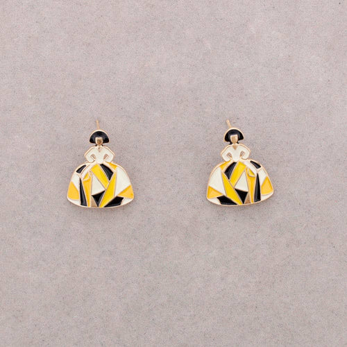 Pendientes Presión Menina Metal Esmalte geométrico