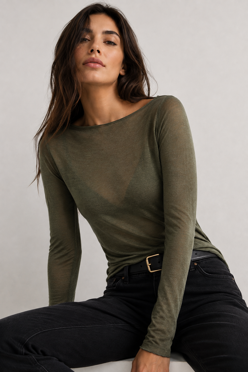 Jersey de punto fino con cuello barco talla regular
