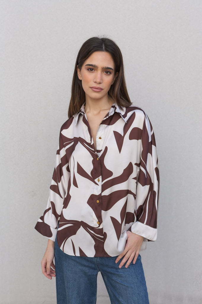 Camisa Estampada Hojas - Foto