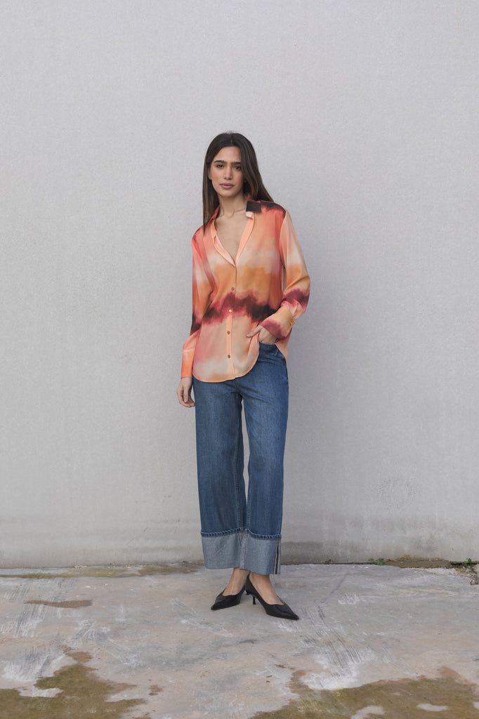 Camisa Estampada Satinada Degradé - Foto